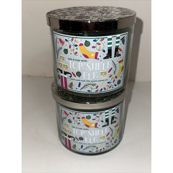 2 Bath & Body Works TOP SHELF ELF 2023 Scented 3-Wick Candle 14.5 oz NEW Set Lot - Picture 3 of 15